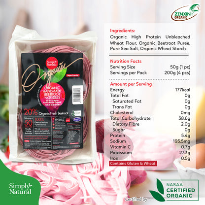 Simply Natural Organic Handmade Beetroot Noodles 200g