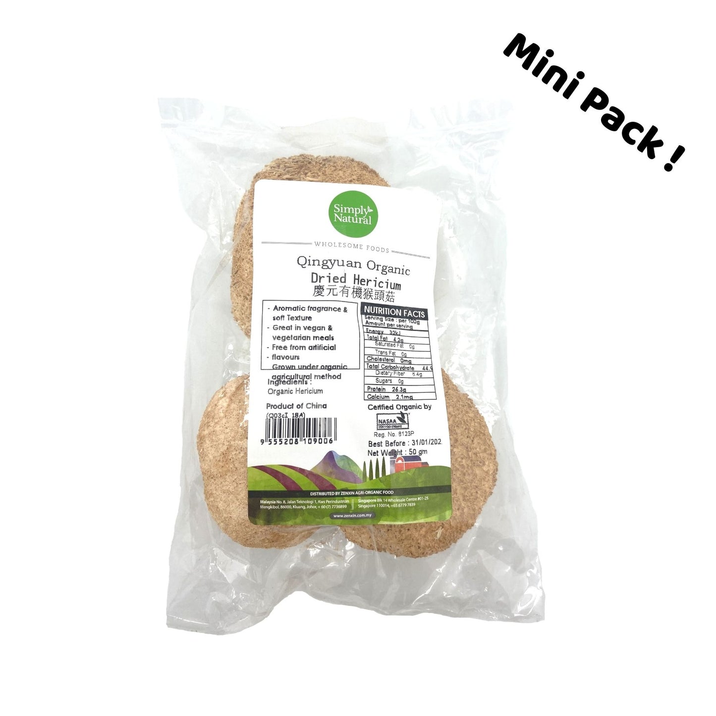 Simply Natural Organic Dried Hericium - Mini Pack