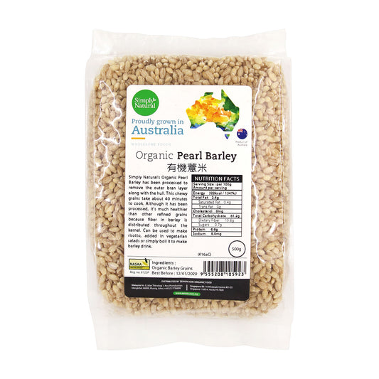 Simply Natural Organic Pearl Barley 500g Australia