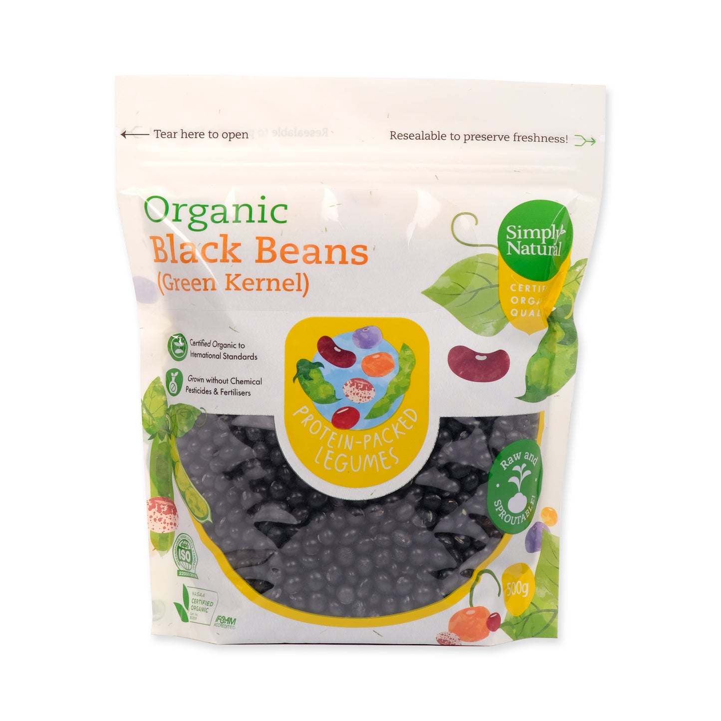 Simply Natural Organic Black Beans (Green Kernels) 500g