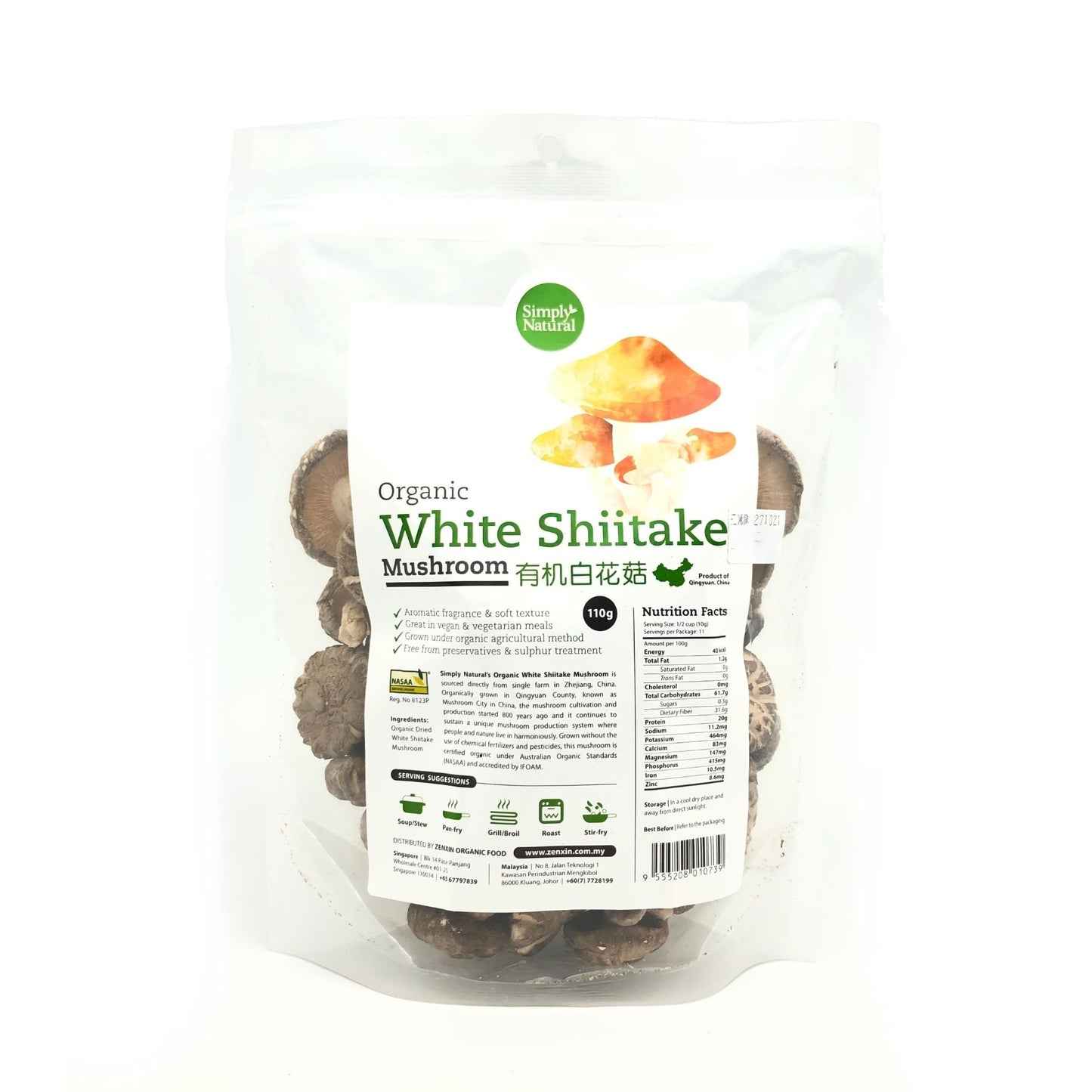 Simply Natural Organic Shiitake White Mushroom 110g