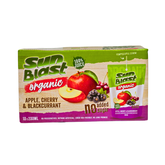 Sun Blast Organic Apple Cherry &amp; Blackcurrant Juice 10 pcs