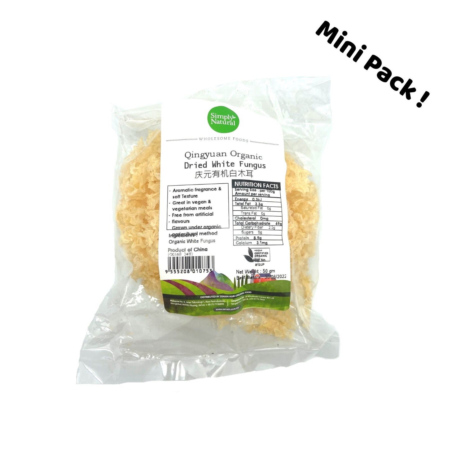 Simply Natural Organic Dried White Fungus 50g - Mini Pack